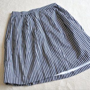 J Crew Dark Blue Stripped Skirt With Pockets